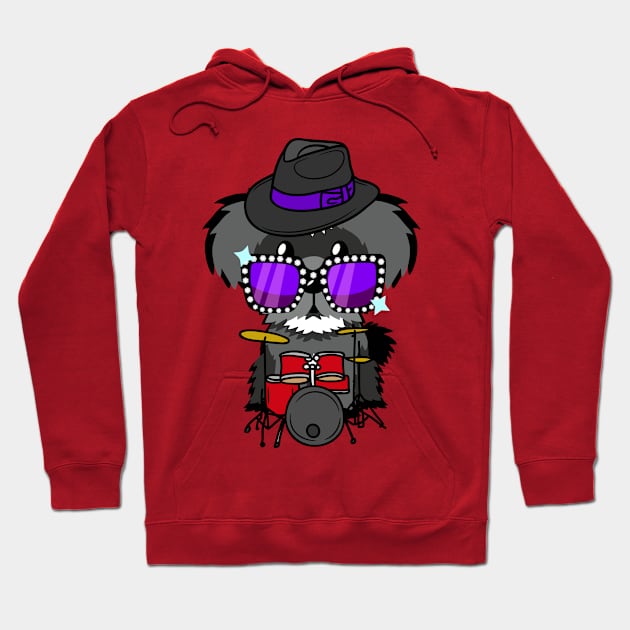 Cute schnauzer jamming on the drums Hoodie by Pet Station